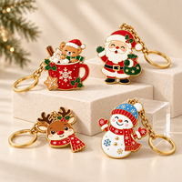OEM ODM Gantungan Kunci Logam Enamel Natal Kustom Santa Claus Manusia Salju Desain Liontin Logo Kustom Grosir