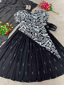 Beau designer Lehenga ensemble de broderie travail qualité Georgette tissu haut Dupatta-indien pakistanais vêtements prix de gros - Product Image 6