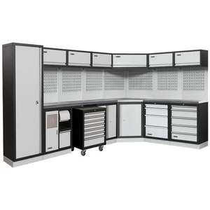 FERVI - A008H Mueble de taller modular con encimera de acero inoxidable 3500x2250x2000mm - EAN 8012667343972 ALMACENAMIENTO DE TALLER - Product Image 1