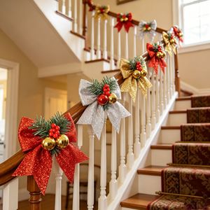 Laço de Natal para Árvore de Natal com Pinhas e Frutas Vermelhas, Laços Decorativos de Natal com Glitter e Lantejoulas, Enfeite de Festa - Product Image 6