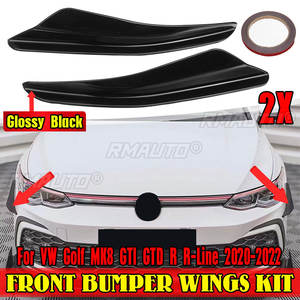 2 piezas de alerones laterales delanteros para parachoques de coche Volkswagen VW Golf MK8 GTI GTD R R-Line 2020-2022, tipo Canard - Product Image 1