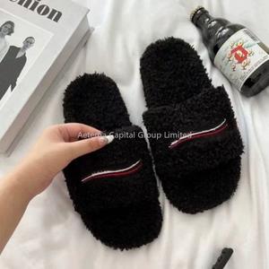 Sandales à talons chaudes d'hiver pour femmes, bout ouvert, plateforme pour pantoufles avec broderie, fourrure, glissière en fourrure pour femmes - Product Image 4