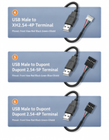 USB-A-Stecker auf PH2.0 / XH2.54 Dupont 4P 5P Anschlusskabel, Internes Datenkabel für Touchscreen-Module