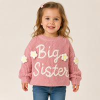 Pull cousu main personnalisé pour bébé Pull en tricot pour bébé Fleur de marguerite à la main pour bébé Gros vêtements Pull en tricot pour bébé