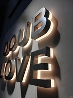 Enseignes lumineuses 3D personnalisées à LED rétroéclairées, étanches IP54, en acier inoxydable, logo halo lumineux pour bâtiments et décoration de bureaux