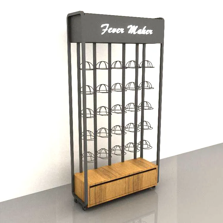 Custom Shop Houten Metalen Hoed Stand Display Terug Slatwall Display