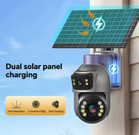 Caméra de sécurité Wistino 4K à double objectif, carte SIM 4G, zoom numérique 36X, détection de mouvement par IA, alarme, enregistrement 24h/24 et 7j/7, caméra solaire AOV