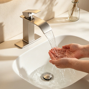 Ensemble de lavabo en acier inoxydable FRAP 201, robinet mélangeur eau chaude et froide à poignée unique, complet Y10713-US, construction en acier inoxydable durable - Product Image 2