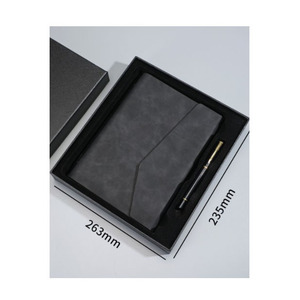 2025 Custom Faux Leather Hardcover Stationery Note Book Gift Set Luxury Black <b>Planner</b> Recycled Paper Diary A5 <b>Journal</b> With Pen - Product Image 1