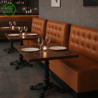 Ensemble de mobilier de restaurant personnalisé avec banquette capitonnée, table et chaises en bois, revêtement en cuir PU, pour bar et hôtel