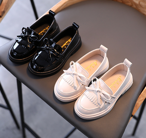 Custom Fringed Single Loafer Shoe Student Bow <b>Flat</b> <b>Point</b> <b>Toe</b> Children's Leather Shoes - Product Image 2