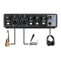 Interfaz de Audio Usb, tarjeta de sonido de grabación de condensador externo de música para grabación de estudio, micrófono de creación de música, guitarra eléctrica - Product Image 4