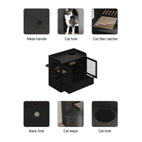Meuble Condo pour Chat avec Portes en Verre, Tour Moderne Noire pour Chat avec Tiroirs et Perchoirs Latéraux, Armoire d'Escalade Intérieure pour Chat