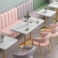 Ensemble de table et chaises de salle à manger pour restaurant, hôtel, café, bar, style européen moderne, plateau en faux marbre, structure en métal, 4 places, facile à nettoyer, imperméable