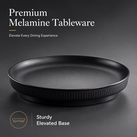 Assiette Ronde en Mélamine Noire Écologique de 25 cm, Incassable, Qualité Alimentaire, Sans BPA, Vente en Gros pour Restaurants, Hôtels, Cafétérias