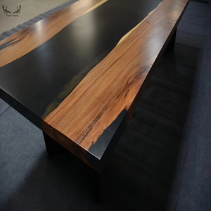 Mesa de comedor moderna, <span class=keywords><strong>resina</strong></span> epoxi negra, nueces de Río, <span class=keywords><strong>encimera</strong></span> de madera - Product Image 5