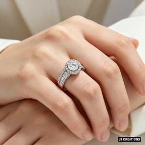 Anillo de Boda Romántico de Oro Sólido de 10K/14K/18K Personalizado con Diamante Redondo de 1ct Cultivado en Laboratorio, Certificado por IGI, Corte Brillante, para Fiestas y Eventos - Product Image 3