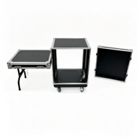 Flightcase OEM 12U de haute qualité pour amplificateur de profondeur inférieure à 49 cm avec 2 portes fusionnables, 4 roues et 1 table DJ