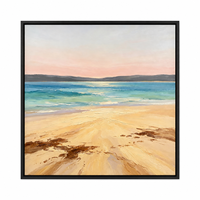 Peinture à l'huile de paysage marin turquoise, art mural sur toile en pastel doux pour la décoration de villas, hôtels et salons de complexes hôteliers