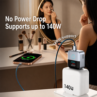 Adaptateur de charge intelligent 140W avec affichage de puissance, protection anti-coupure automatique, port Type-C, charge rapide pour iPhone 16 17 Pro Max