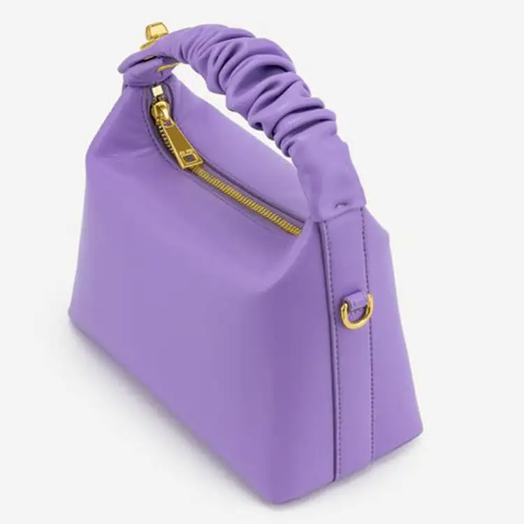 wholesale vegan leather luxury custom handbags designer inspired purple top handle bag for women