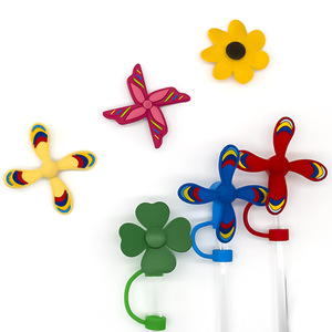 Nouveau 2026 – Accessoire de boisson en silicone écologique de 10 mm, style dessin animé, design personnalisé, coloré, avec embout de paille rotatif en forme de <span class=keywords><strong>moulin</strong></span> à <span class=keywords><strong>vent</strong></span> - Product Image 4