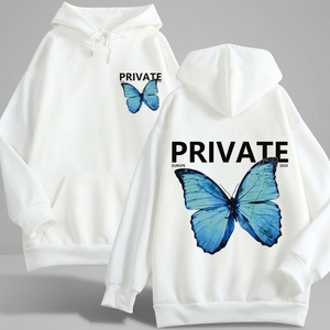 Sudaderas con capucha transpirables Terry de manga completa lavadas con ácido para mujer, logotipo de mariposa, impresión por sublimación en la parte delantera y trasera, Sudadera con capucha antipilling - Product Image 2