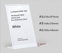 Support de table en acrylique en forme de L, présentoir de bureau A4 A5, porte-cartes vertical, porte-étiquettes de prix, porte-menu pour les magasins de vente au détail et les salons de thé