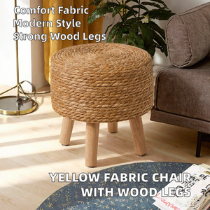 Silla Lateral de Tela Amarilla con Patas de Madera, Silla Moderna para Sala de Estar, Dormitorio, Oficina en Casa, Hospital, Escuela, Ecológica - Product Image 2