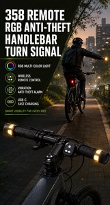 Feu de signalisation de direction pour vélo WOSEN, lumière de guidon RGB, alarme antivol 120 dB, télécommande sans fil, batterie rechargeable pour trottinette électrique, conduite nocturne - Product Image 2