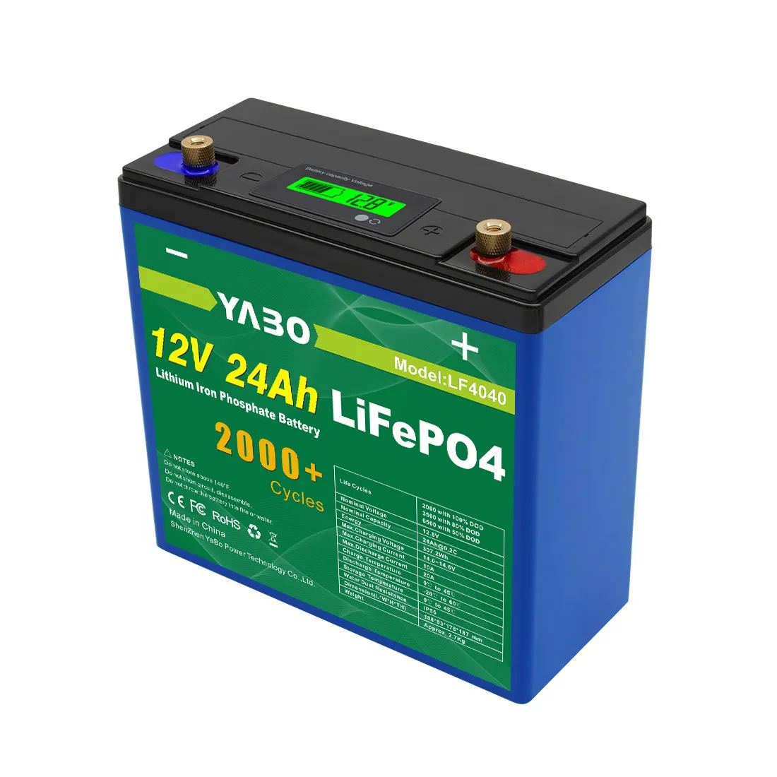 Batería Lifepo4 de ciclo profundo, gran oferta, nuevo proveedor de energía, 12v, 24Ah, corriente de descarga, 9A, con gran capacidad