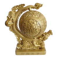 Ornement Feng Shui décoratif d'intérieur de Style chinois Dragon planant à travers les quatre mers Fortune attirant le Dragon doré