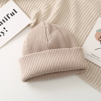 2025 hiver plaine solide Sports de plein air chapeaux pliant manchette sans bord rose bleu jaune gris acrylique tricoté bonnet chapeau pour hommes femmes