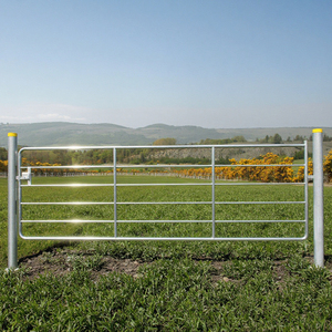 Diseños de Puertas de Hierro Forjado Galvanizado Verde de 14 pies a Precio Económico para Granja, Puerta de Granja de 5 Barras con Bisagras - Product Image 1