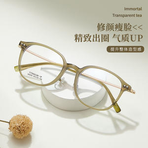 Montures de lunettes ovales Danyang M8294, verres en résine transparente, monture complète, unisexe, branches en titane, légères, lunettes de mode - Product Image 5