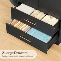 Armoire noire moderne SENYU avec 2 tiroirs, portes à charnières, style Shaker, poignées en laiton, grande capacité, meubles de rangement pour chambre à coucher