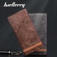 Baellerry Portefeuille à fermeture éclair décontracté de style vintage pour homme Long sac à main en cuir PU Porte-cartes fonctionnel Doublure en polyester Pochette Cash
