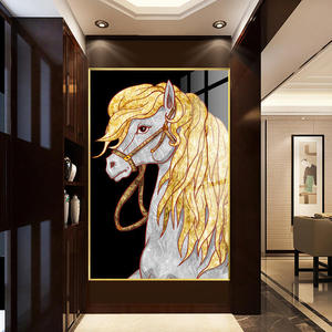 Pittura decorativa moderna di lusso del cavallo Art Deco stile di <span class=keywords><strong>Design</strong></span> porcellana di cristallo su tela decorazione della casa per soggiorno tela - Product Image 5