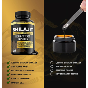 BiocaroShilajit樹脂純粋なヒマラヤ有機<span class=keywords><strong>Shilajeet</strong></span>カプセルとAshwagandha高麗人参およびその他のフルボ酸カプセル - Product Image 3