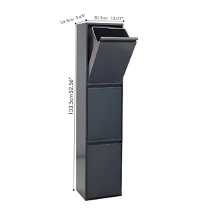 Contenedor de <span class=keywords><strong>Basura</strong></span> con 3 Compartimentos y Tapa Abatible de 54L para Áreas Públicas - Product Image 6