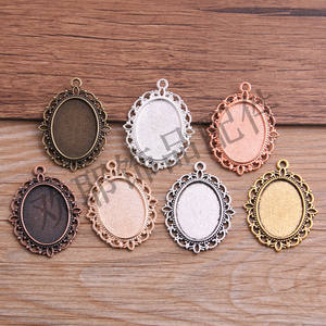 타원형 펜던트 베이스 세팅 유리 카보숑 카메오 DIY 쥬얼리 제작용 펜던트 블랭크 트레이 베젤 - Product Image 1