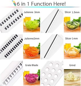 Trancheuse à légumes <span class=keywords><strong>multifonction</strong></span> <span class=keywords><strong>6</strong></span> <span class=keywords><strong>en</strong></span> <span class=keywords><strong>1</strong></span> Trancheuse à <span class=keywords><strong>mandoline</strong></span> de cuisine avec protège-doigts et récipient de stockage - Product Image 5