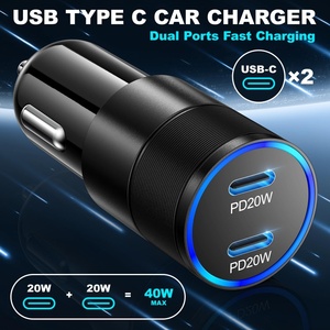 Mini điện tất cả các xe là phổ 12V 20V 24V 5V3A <span class=keywords><strong>USB</strong></span> C Sạc xe PD 30W loại C sạc xe hơi với cổng kép sạc nhanh - Product Image 4