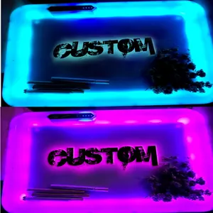 LED Rolling Tray Manual Control Lighting Changes Glow Tray Tobacco Tray Box Smoking Accessories USB charging operation