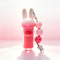 Porte-clés Lapin Mignon Brillant à Lèvres, Huile à Lèvres Hydratante Longue Durée Teintée aux Fruits, Maquillage Lèvres Portable en Forme de Pendentif