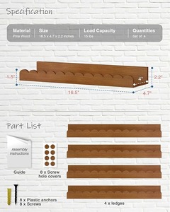 Ensemble de 4 armoires murales festonnées en bois foncé pour <span class=keywords><strong>chambre</strong></span> de bébé moderne Armoire flottante murale <span class=keywords><strong>nuage</strong></span> Étagère suspendue pour enfants - Product Image 2