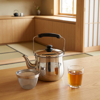 Bouilloire moderne en acier inoxydable à large ouverture avec infuseur, grande capacité, compatible induction, écologique, pour usage domestique