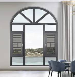 Perancis desain jendela kaca ganda kaca hemat energi aluminium casement jendela kaca