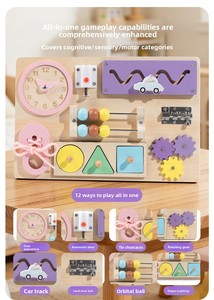 Tavola delle Attività Montessori in Legno Multifunzionale Certificata CE CPC con Serrature e Chiusure, Giocattolo Educativo Sensoriale per Bambini - Product Image 4