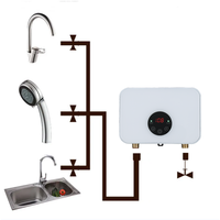 Chauffe-eau électrique instantané 220-240V 3.5KW, commande tactile, étanche IPX4, affichage LED, compact, gain de place, salle de bain